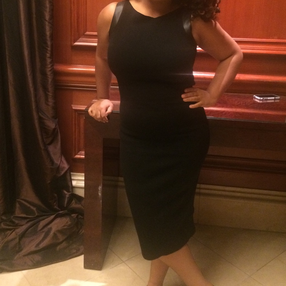 Black super stretch midi dress